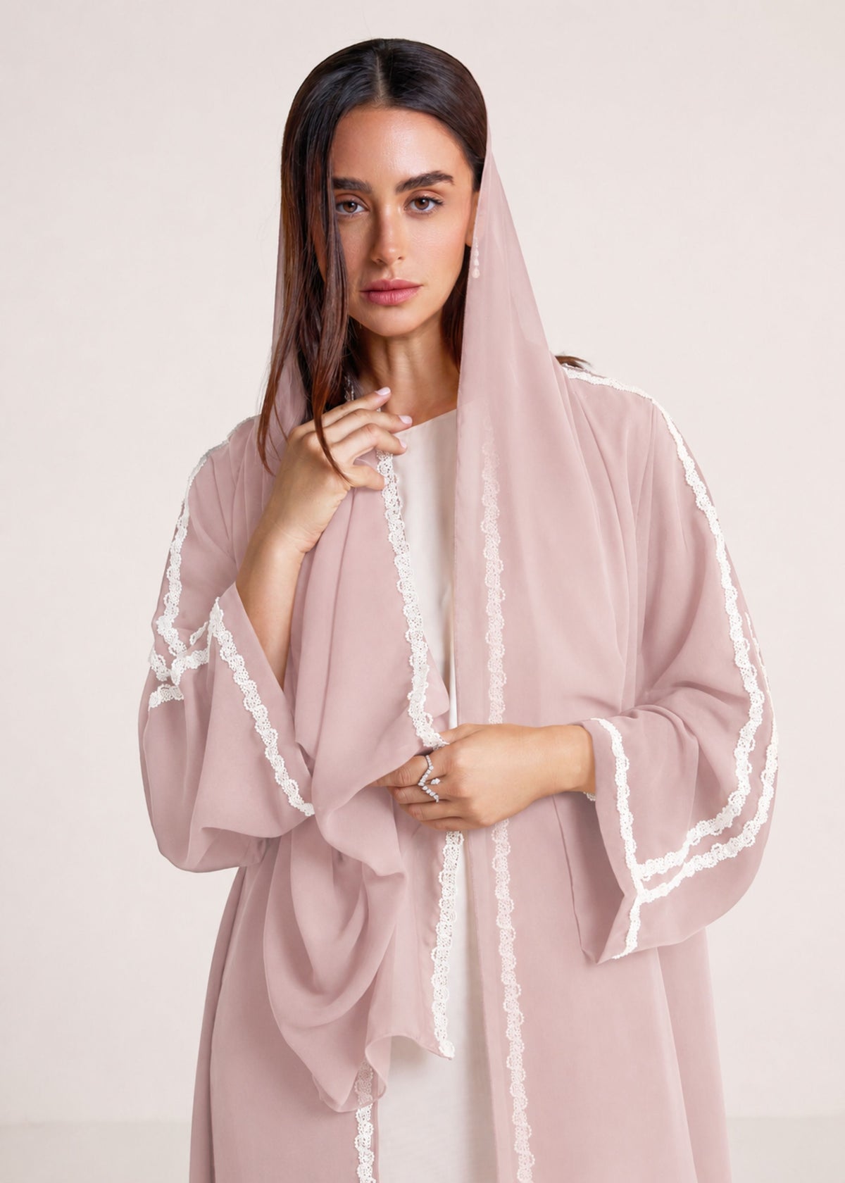 The Roselie Pearl Abaya - Front Model