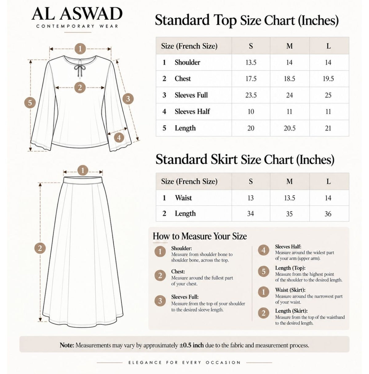 The Élodie Blouse — Size Chart