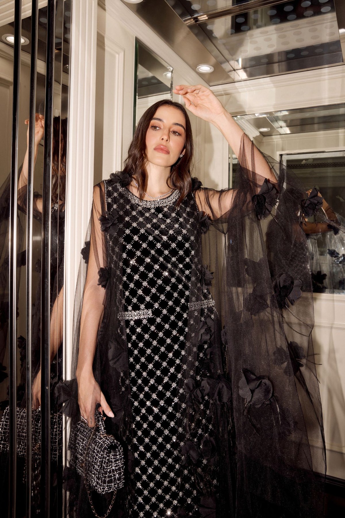Midnight Bloom Organza Cape ALASWAD